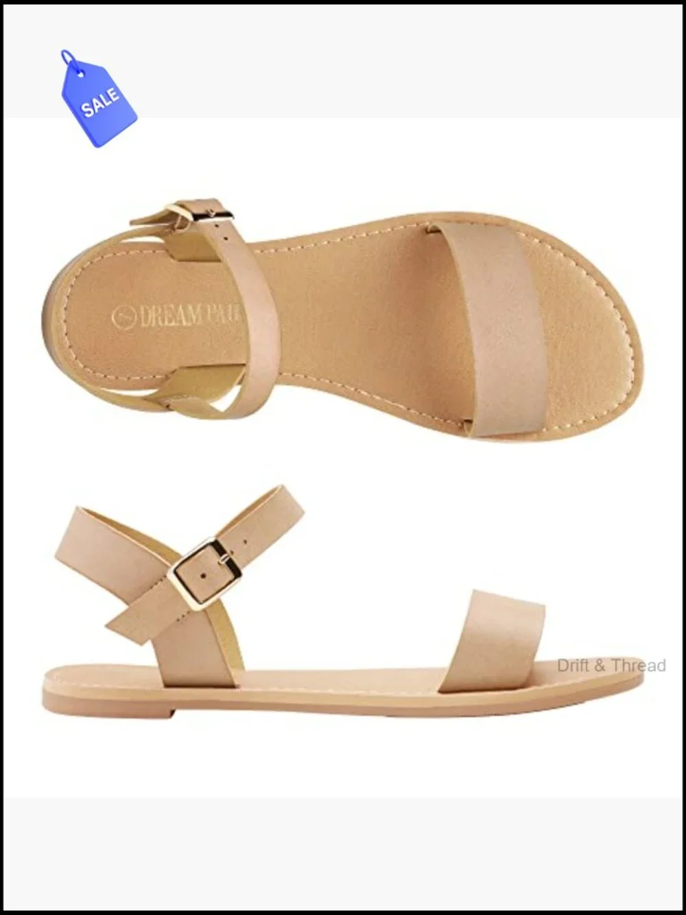 Womens Ankle Strap Flat Sandals Open Toe Buckle Summer Dressy Sandals